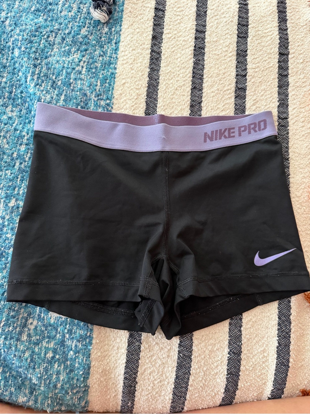 Nike Pro Black Shorts with Lavender Waistband